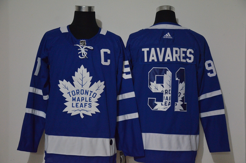 Cheap Men Toronto Maple Leafs 91 Tavares Blue Adidas Hockey print NHL Jerseys